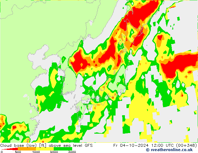 Höhe untere Wolkengrenze GFS Fr 04.10.2024 12 UTC