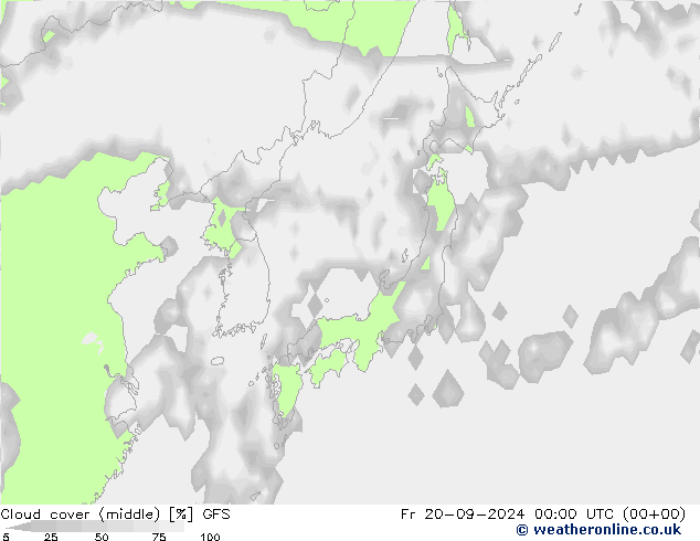 zachmurzenie (środk.) GFS pt. 20.09.2024 00 UTC