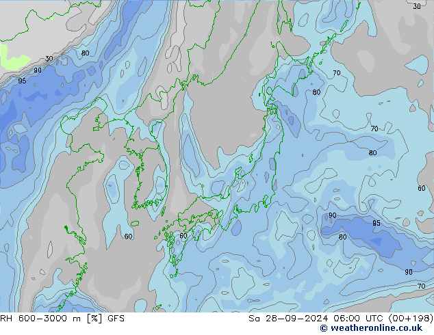 RH 600-3000 m GFS wrzesień 2024