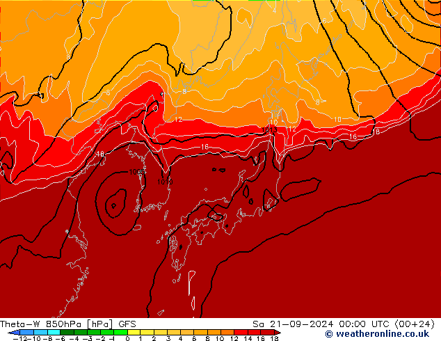 Theta-W 850hPa GFS Sa 21.09.2024 00 UTC