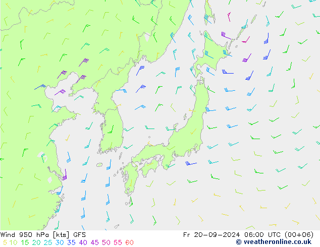 Wind 950 hPa GFS Fr 20.09.2024 06 UTC