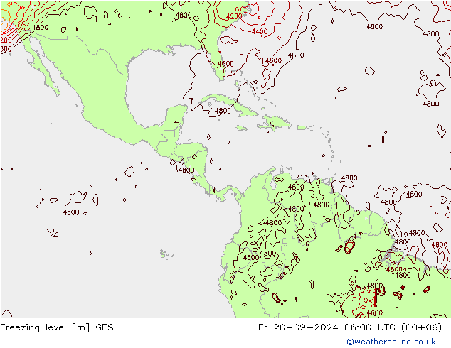 Freezing level GFS Fr 20.09.2024 06 UTC