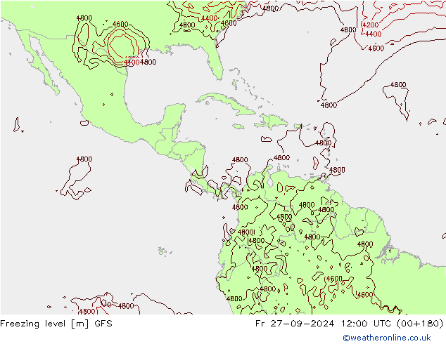 Isotherme 0° GFS ven 27.09.2024 12 UTC