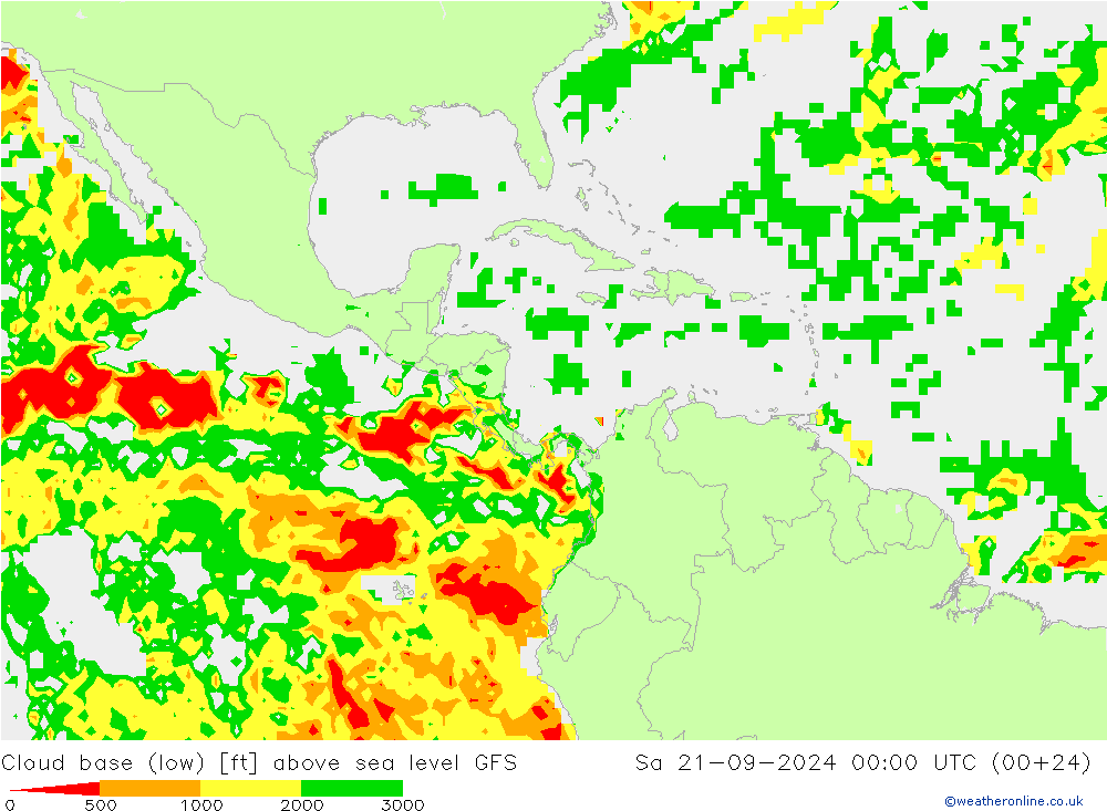 Cloud base (low) GFS Sa 21.09.2024 00 UTC