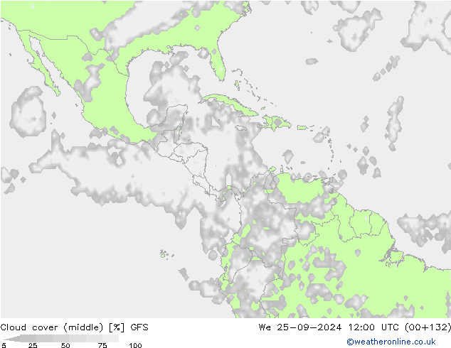 Cloud cover (middle) GFS We 25.09.2024 12 UTC