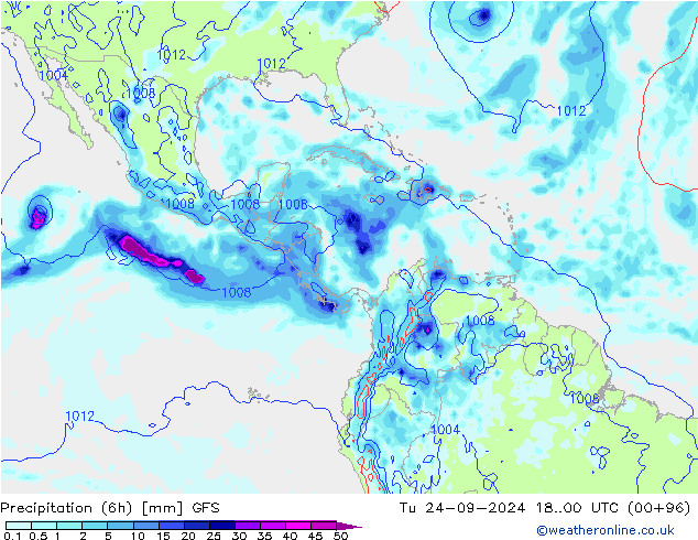 Z500/Yağmur (+YB)/Z850 GFS Sa 24.09.2024 00 UTC