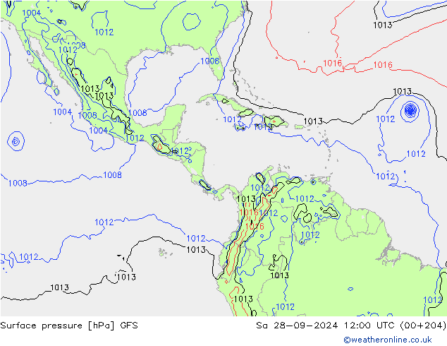 Surface pressure GFS Sa 28.09.2024 12 UTC