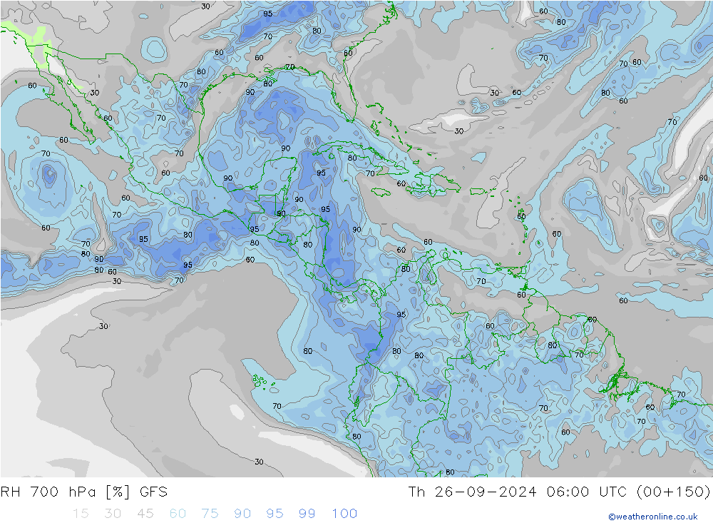 RH 700 hPa GFS Th 26.09.2024 06 UTC