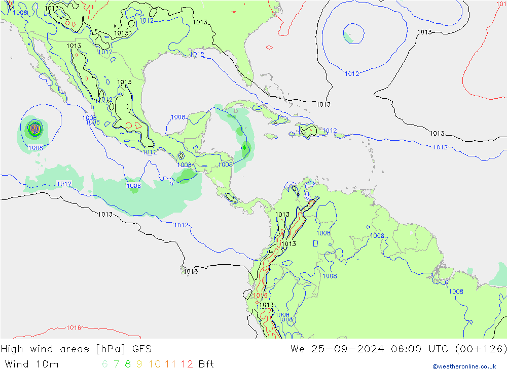 High wind areas GFS St 25.09.2024 06 UTC