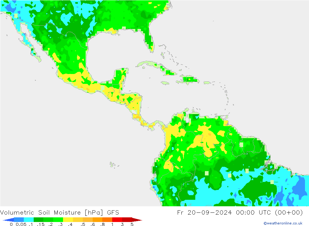 Volumetric Soil Moisture GFS пт 20.09.2024 00 UTC