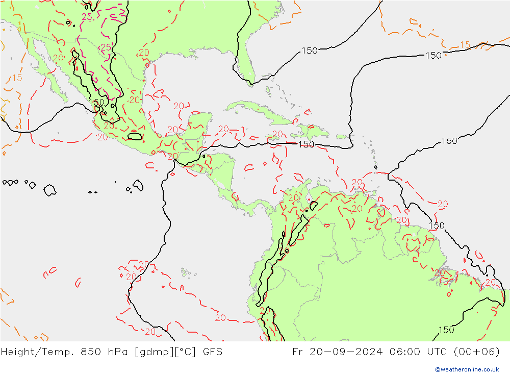 Z500/Rain (+SLP)/Z850 GFS ven 20.09.2024 06 UTC