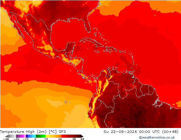 temperatura máx. (2m) GFS Dom 22.09.2024 00 UTC