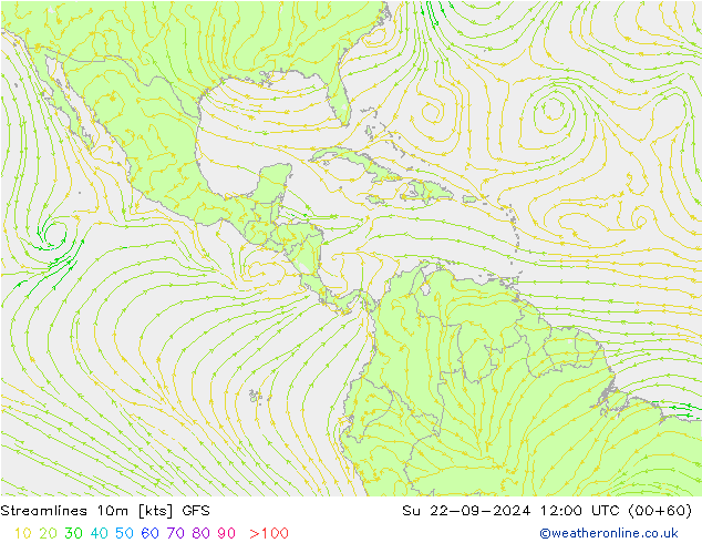 Linha de corrente 10m GFS Dom 22.09.2024 12 UTC