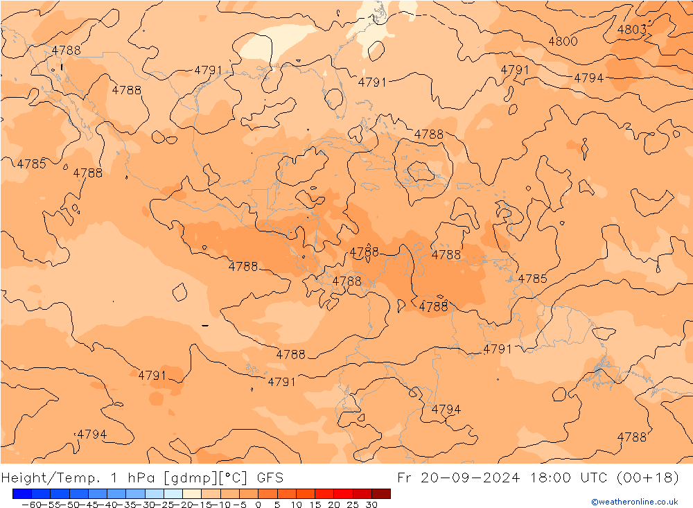 Yükseklik/Sıc. 1 hPa GFS Cu 20.09.2024 18 UTC