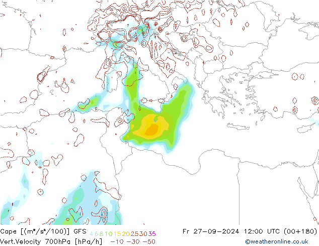 Cape GFS Fr 27.09.2024 12 UTC