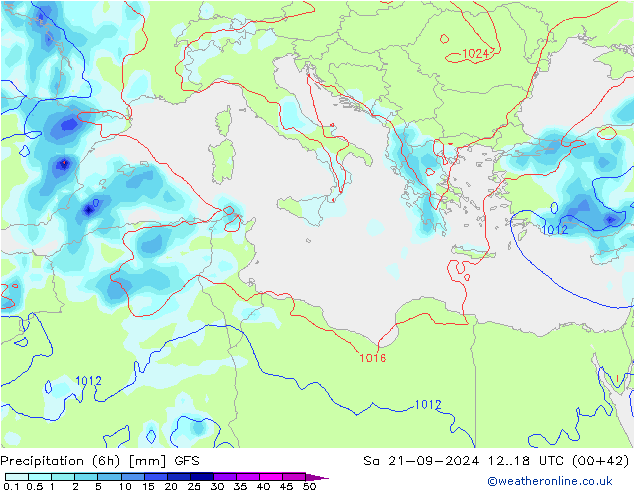 Z500/Rain (+SLP)/Z850 GFS Sa 21.09.2024 18 UTC