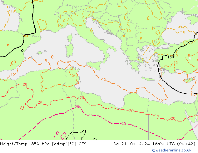 Z500/Rain (+SLP)/Z850 GFS sam 21.09.2024 18 UTC