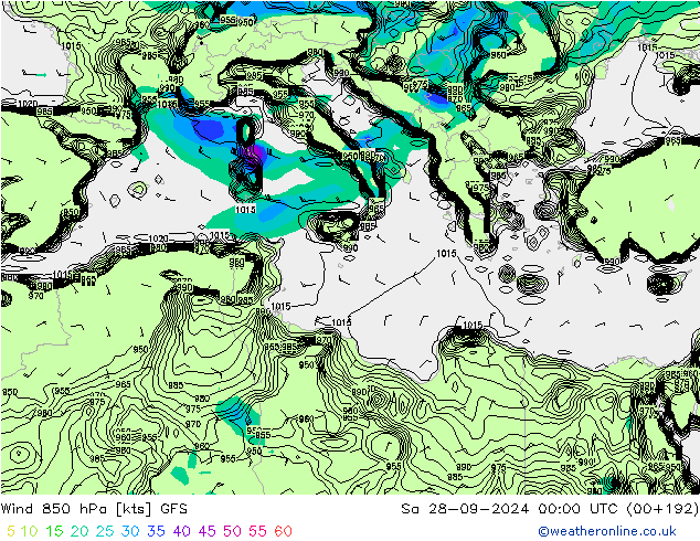  850 hPa GFS  28.09.2024 00 UTC