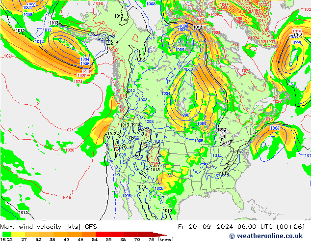 Maks. Rüzgar Hızı GFS Cu 20.09.2024 06 UTC