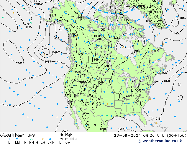 Cloud layer GFS Čt 26.09.2024 06 UTC