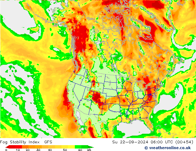 Fog Stability Index GFS nie. 22.09.2024 06 UTC