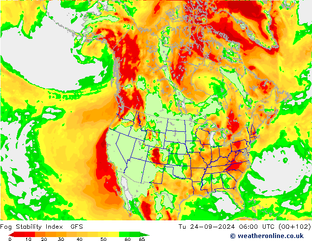 Fog Stability Index GFS Tu 24.09.2024 06 UTC