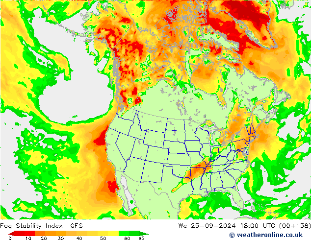 Fog Stability Index GFS mer 25.09.2024 18 UTC