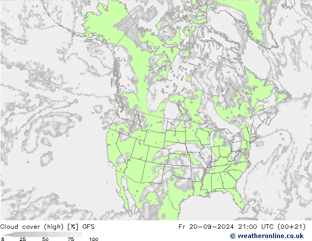 vysoký oblak GFS Pá 20.09.2024 21 UTC