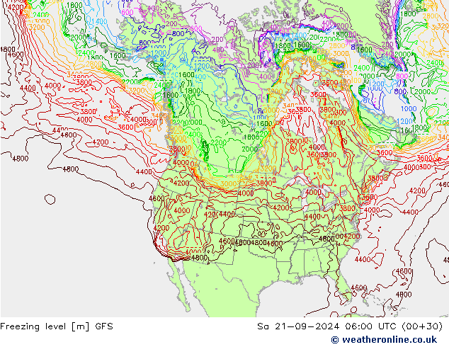 Freezing level GFS So 21.09.2024 06 UTC