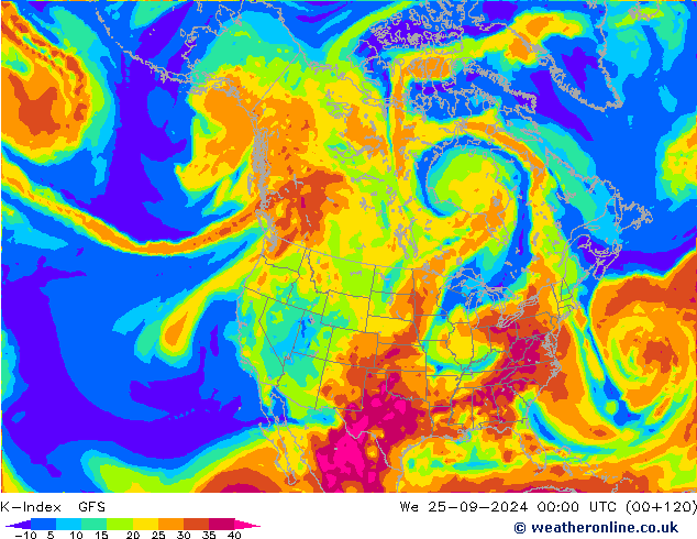 K-Index GFS śro. 25.09.2024 00 UTC