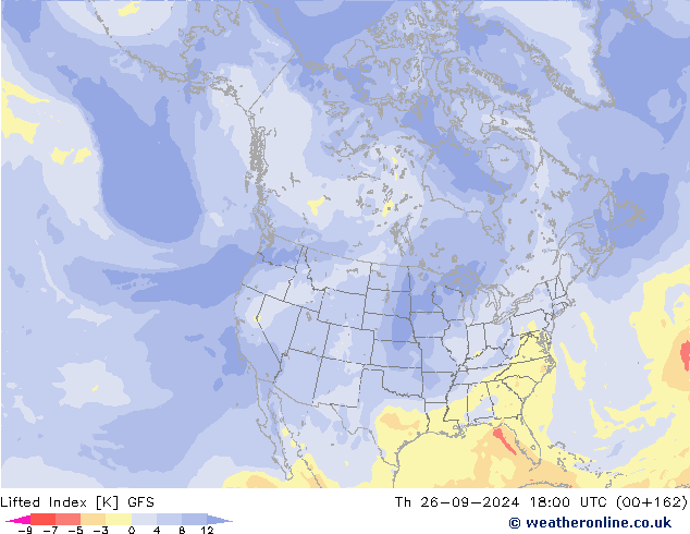 Lifted Index GFS Čt 26.09.2024 18 UTC