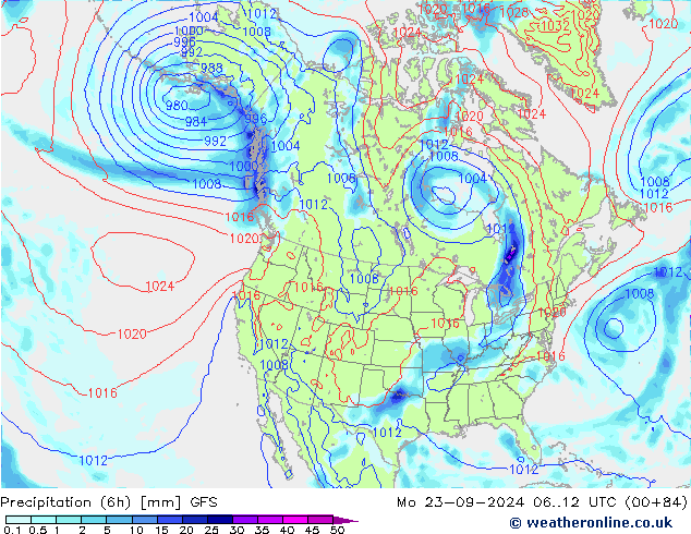 Nied. akkumuliert (6Std) GFS Mo 23.09.2024 12 UTC