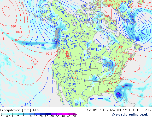 осадки GFS сб 05.10.2024 12 UTC