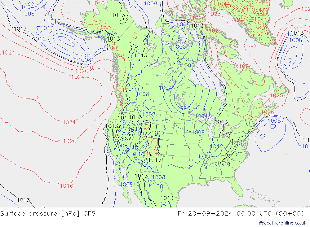 приземное давление GFS пт 20.09.2024 06 UTC