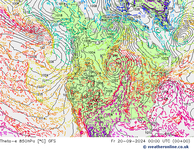 Theta-e 850hPa GFS Fr 20.09.2024 00 UTC