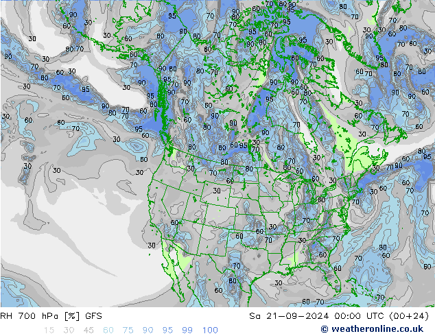 RH 700 hPa GFS Sa 21.09.2024 00 UTC