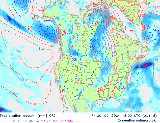 Precipitation accum. GFS Pá 20.09.2024 18 UTC