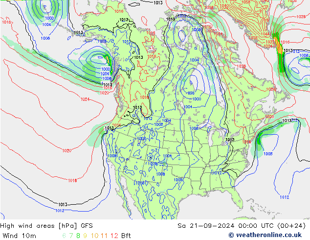 High wind areas GFS sam 21.09.2024 00 UTC