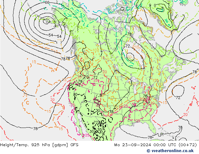 Géop./Temp. 925 hPa GFS septembre 2024