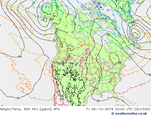 Height/Temp. 925 hPa GFS Fr 04.10.2024 00 UTC