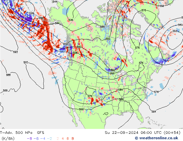 T-Adv. 500 hPa GFS nie. 22.09.2024 06 UTC