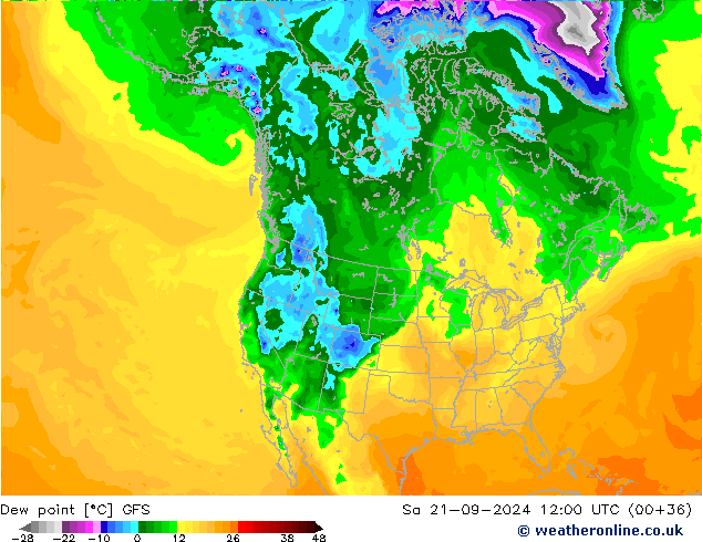 Taupunkt GFS Sa 21.09.2024 12 UTC