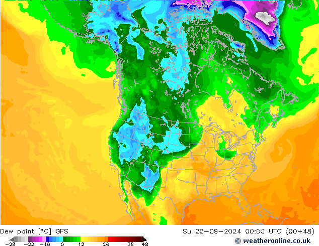 Taupunkt GFS So 22.09.2024 00 UTC