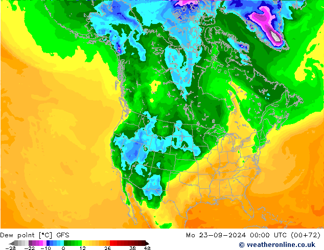 Dew point GFS Mo 23.09.2024 00 UTC