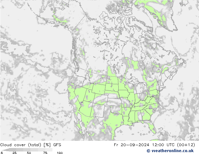 Bulutlar (toplam) GFS Cu 20.09.2024 12 UTC