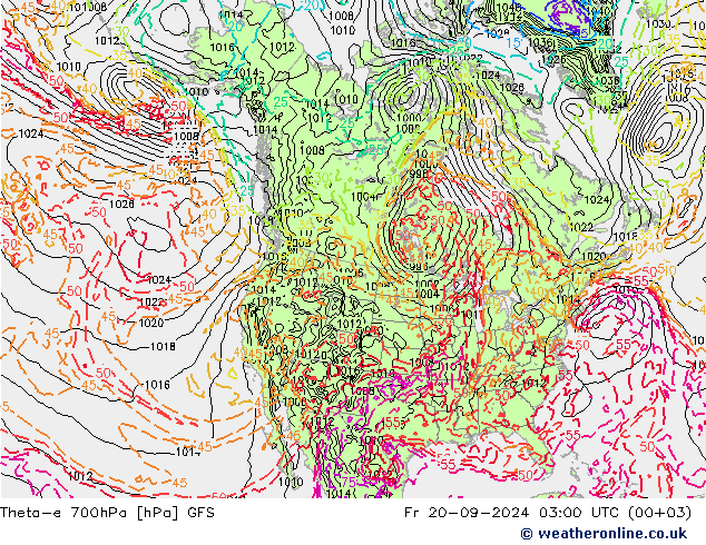 Theta-e 700hPa GFS vr 20.09.2024 03 UTC