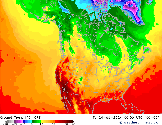 Ground Temp GFS Tu 24.09.2024 00 UTC