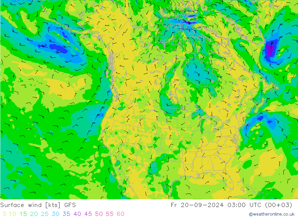 Rüzgar 10 m GFS Cu 20.09.2024 03 UTC