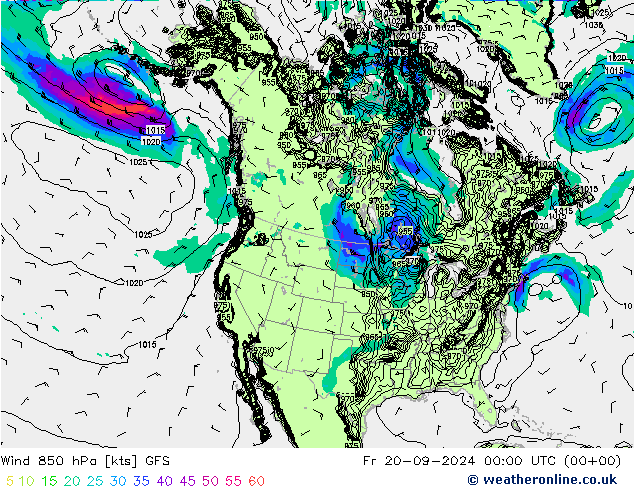 Wind 850 hPa GFS Fr 20.09.2024 00 UTC