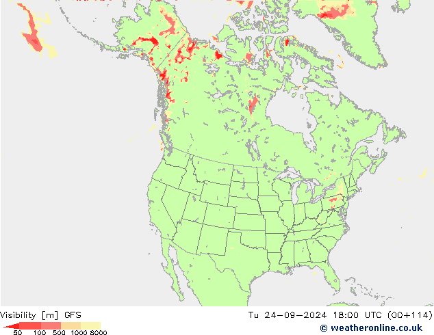 Visibility GFS Tu 24.09.2024 18 UTC